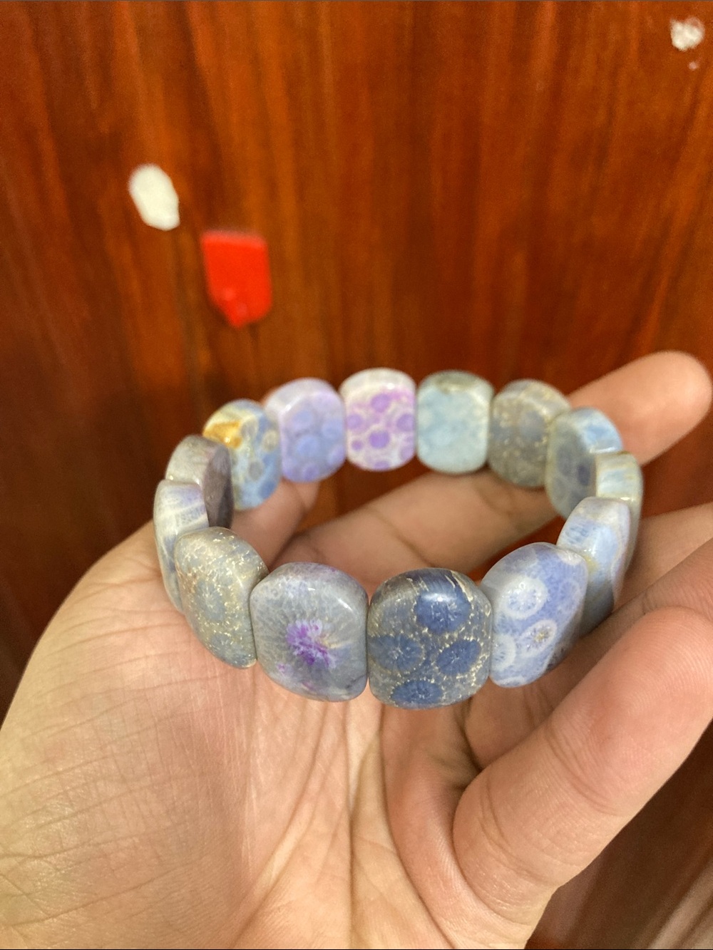 Blue Lavender Ocean Jasper Stretch Bracelet - Unbranded